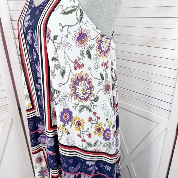 Nanette Lepore Floral Print Boho Sleeveless Maxi Slip Dress Blue Multi 4 - Picture 9 of 16
